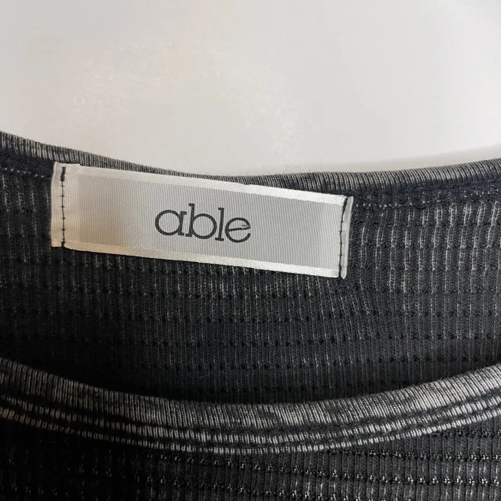 Able Dress M Gray Aztec Waffleknit Long Sleeve Stretch - Picture 6 of 10